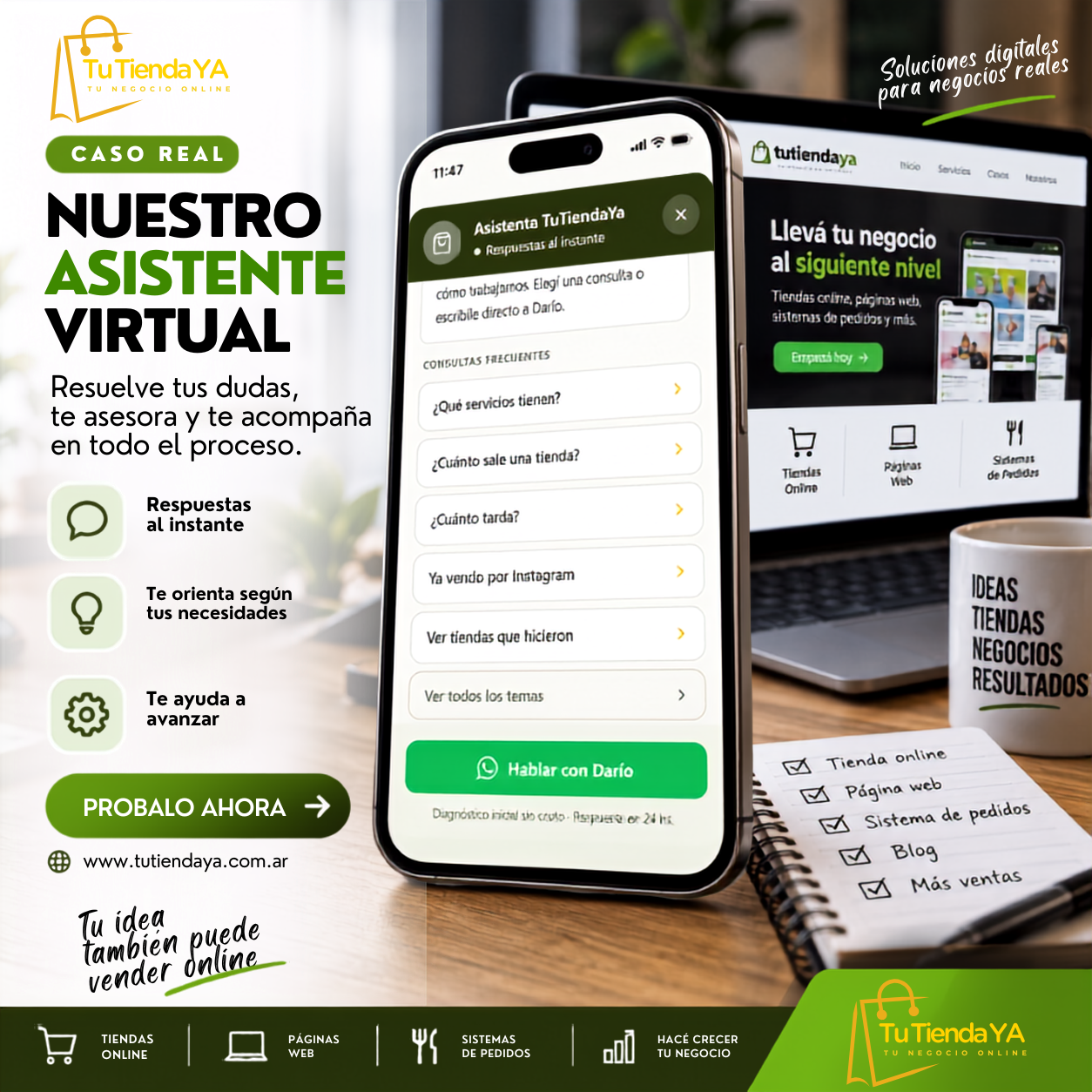 Asistente automático de TuTiendaYa, hecho en WordPress