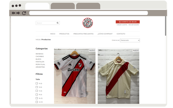 Tienda online de indumentaria deportiva hecha en Tiendanube